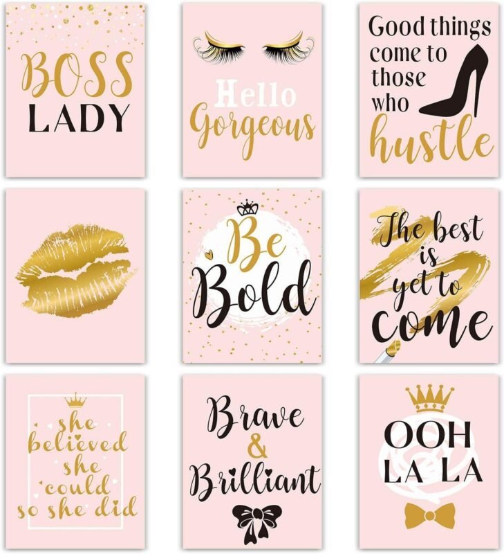 Elevating Our Space: 9-Piece Pink & Gold Glam Wall Art Review