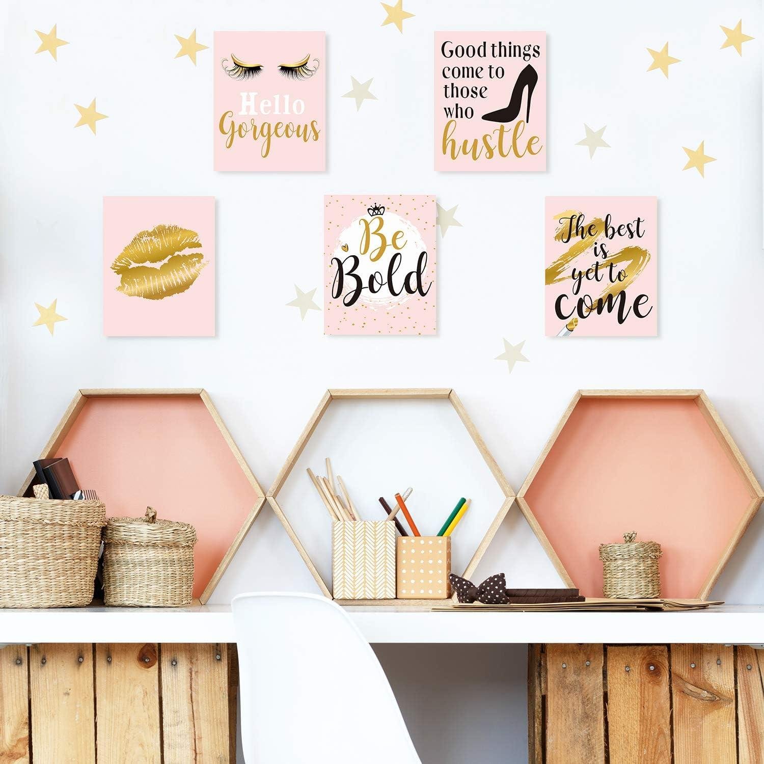 Elevating Our Space: 9-Piece Pink & Gold Glam Wall Art ‍Review