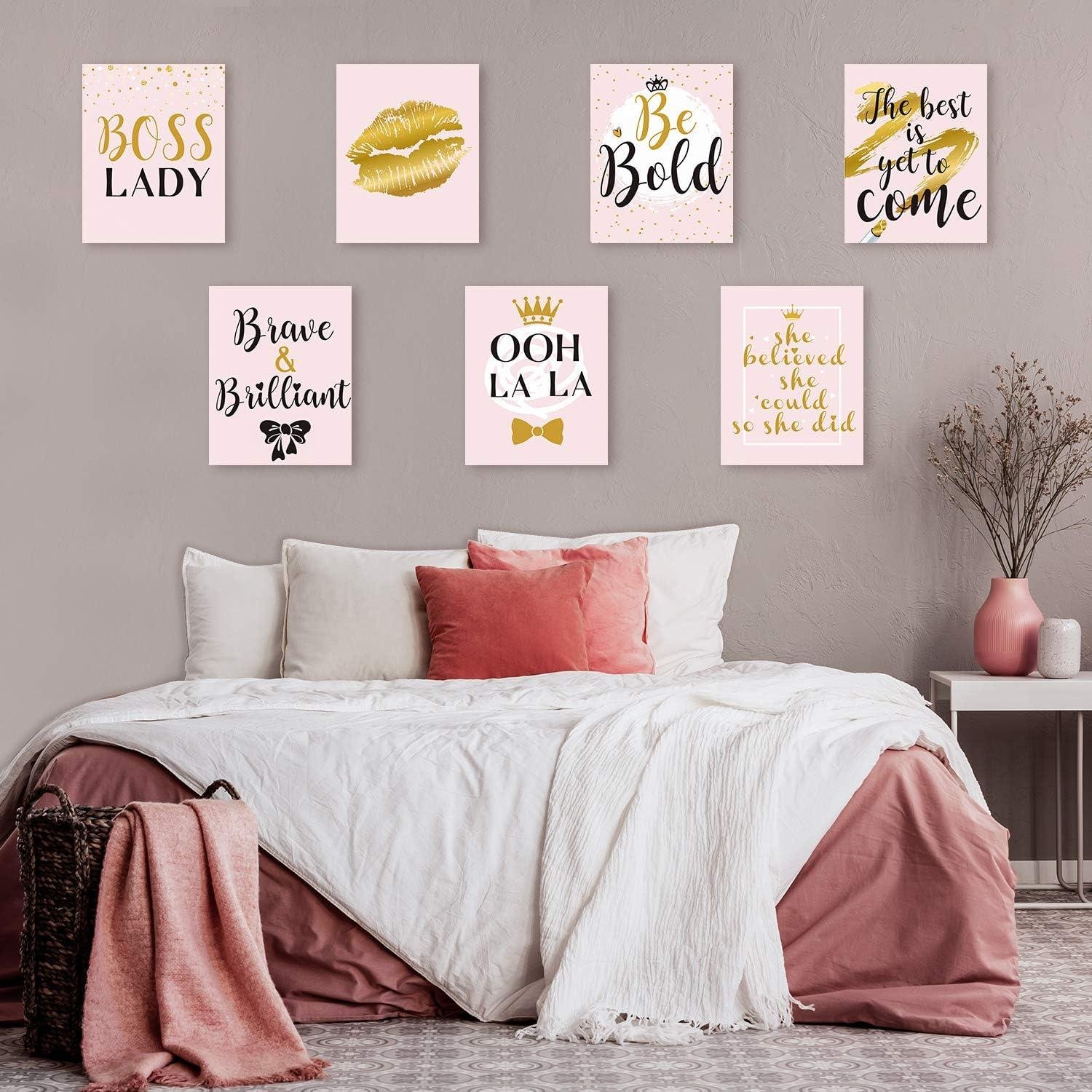 Elevating Our space: 9-Piece Pink & Gold⁣ Glam Wall Art Review