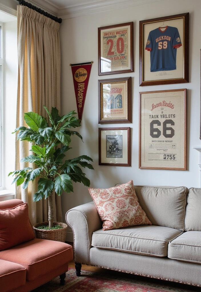 15 Stunning Vintage Wall Art Pieces That Will Transform Your Space! - 15. Vintage Sports Memorabilia