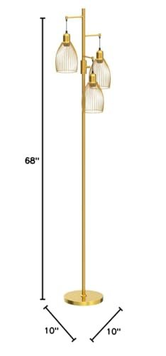 21PbJQ5SdL._SL500_.jpg Dimmable Gold Tree Floor Lamps with 3 Teardrop Cage Heads - 800 Lumens LED for Living Room & Office - Image 10