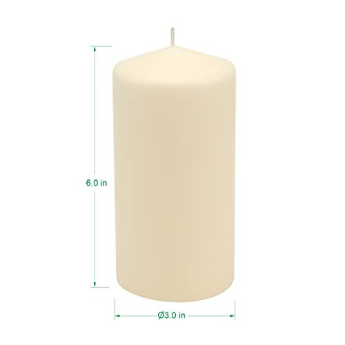 21VDYsTDo8L._SL500_.jpg Stonebriar 6-Pack Tall Unscented Ivory Wax Pillar Candles - 3 x 6 Inches, 65 Hour Burn Time. - Image 7