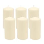 Stonebriar 6 Pack Tall 3 x 6 Inch 65 Hour Long Burning Unscented Ivory Wax Pillar Candles
