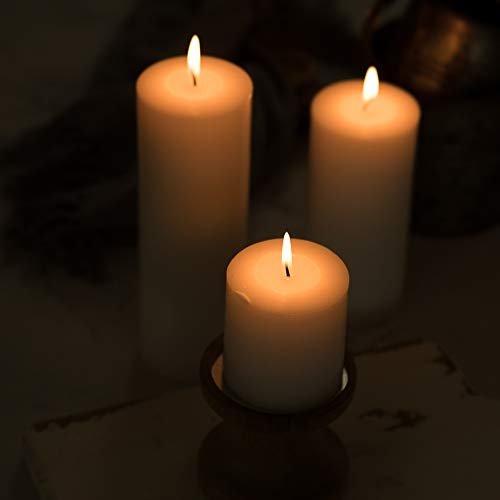 31-3x48zDML._SL500_.jpg White Unscented Pillar Candles - 2.7x3 inches, 30-hour burn time, 6 Pack - Ideal for Weddings & Events. - Image 7