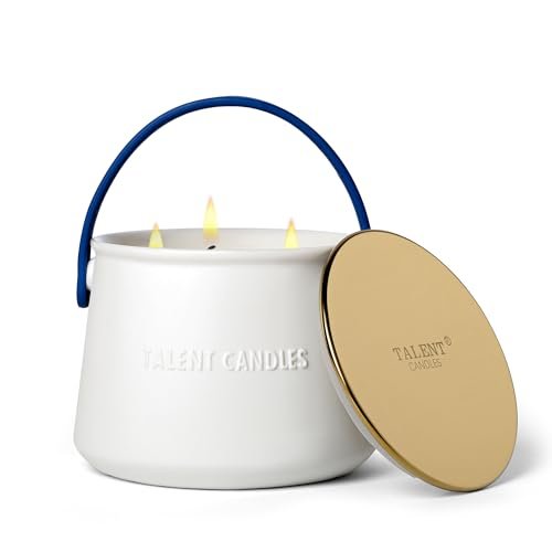 Scandinavian Style 3-Wick Scented Candle - Long-Lasting, Non-Toxic Ceramic Jar, Candles for Home Scented - Scandinavian Style 3 Wick Candle - Long-Lasting Ceramic Candle Jar - Soy Candles Non Toxic with Minimalist Design - Summer Night