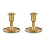 Candlestick Holders Taper Candle Holders, Romadedi Gold Candle Stick Candle Holder for Table Centerpiece, Wedding Reception, Festive Christmas Mantel Decoration or Home Decor, Set of 2