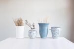 Creative Co-Op DF2720 8" Terracotta Floral Transferware Vase in Blue with Crackle Finish - Image 8