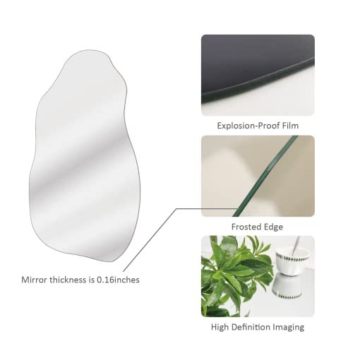 31IaHvrgEeL._SL500_.jpg Modern Irregular Asymmetrical Wall Mirror for Living Room, Bathroom, Entryway (31.5"x17.7") - Hook Style - Image 3