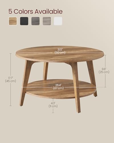 31L1S5mnFPL._SL500_.jpg VASAGLE Round Coffee Table: 2-Tier Storage Design, 31.5x17.7 Inches, Easy Assembly, Honey Brown ULCT243K41. - Image 3