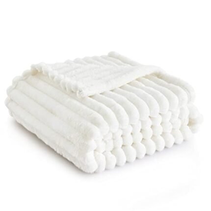 Bedsure White Throw Blanket for Couch - GentleSoft Cozy Soft Blankets for Women, Cute Small Fleece Throws for Girls, Birthday Gifts for Women, Mothers Day Decor Gifts for Mom, Off White, 50x60 Inches