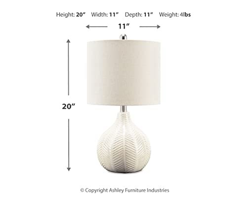 31pkuXs0u2L._SL500_.jpg Signature Design by Ashley Rainermen 20" Modern Herringbone Ceramic Table Lamp in Off White - Image 6