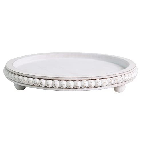 31w6QexfnSL._SL500_.jpg HPC Decor 12" Round White Distressed Wood Tray - Rustic Farmhouse Decorative Tray for Living Room, Kitchen, or Coffee Table. - Image 9
