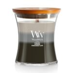 WoodWick Warm Woods Medium Hourglass Trilogy Candle, Crackles as it Burns, Perfect for Gifting