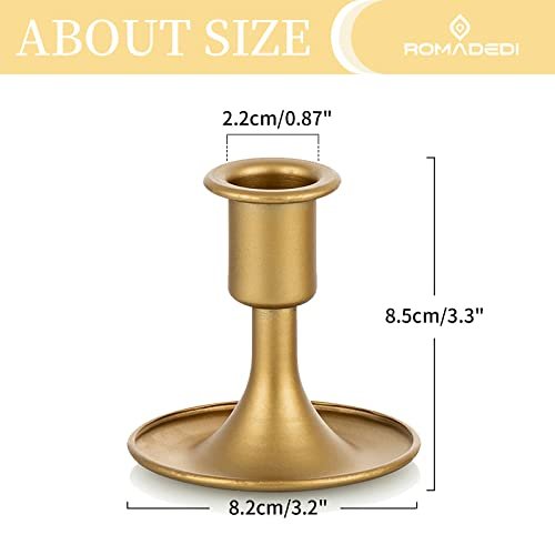 41-hh8LmfIL._SL500_.jpg Set of 2 Romadedi Gold Candlestick Holders for Taper Candles – Perfect for Weddings, Christmas Decor, and Table Centerpieces. - Image 5