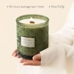 LA JOLIE MUSE Eucalyptus & Alpine Sage Scented Candles: Large 19oz Wood Wick, 90-hour Burn, Decorative Glass, Natural Soy Wax. - Image 4