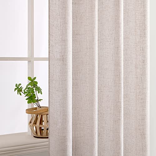 411wB-X-5dL._SL500_.jpg MIULEE 84-Inch Natural White Linen Curtains for Bedroom & Living Room, Soft Semi-Sheer Textured Drapes, 2 Panels - Image 5
