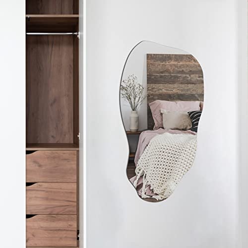 4129wiEO1oL._SL500_.jpg Modern Irregular Asymmetrical Wall Mirror for Living Room, Bathroom, Entryway (31.5"x17.7") - Hook Style - Image 2