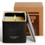 Shop Modern Rustic Ceramic Candle Jars: Non-Toxic Soy Candles with Dark Leather & Oud Scents for Home. - Image 9