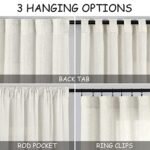 84-Inch Cream Linen Back Tab Curtains - 2-Panel Semi-Sheer Drapes for Modern Farmhouse Living Rooms, Natural Ivory Color. - Image 3