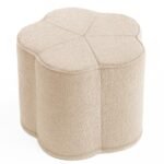 Blissful Diary Flower Pouf Ottoman, Comfy Floral Ottoman for Living Room, Bedroom, Kids Room, Charm Floor Pouf for Home Decor, Full Foam Filling Foot Rest for Couch, Off White
