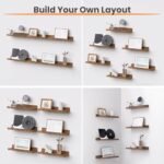 Upsimples Floating Wall Shelves Set of 6 - Wooden Decor Storage for Bedroom, Living Room, Kitchen, and Bathroom. - Image 4