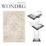 WondRg 8x10 Washable Beige Floral Area Rug: Non-Slip, Thin Vintage Carpet for Living Room, Bedroom, & More - Image 2