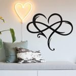 AOOLVY Infinity Heart Wall Decor: Unique Metal Art Love Sign for Home, Wedding, and Living Room (Black, 15.7x14 inch) - Image 2