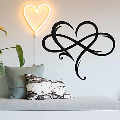 41A4yPWo9lL._SL500_.jpg AOOLVY Infinity Heart Wall Decor: Unique Metal Art Love Sign for Home, Wedding, and Living Room (Black, 15.7x14 inch) - Image 2
