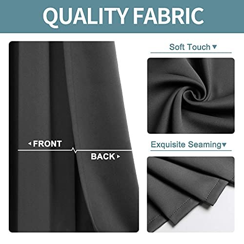 41B6XyW9jMS._SL500_.jpg ChrisDowa Dark Grey Grommet Blackout Curtains - 2-Panel Thermal Insulation for Bedroom & Living Room (42x63 Inch) - Image 4