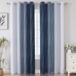 Estelar Navy Blue & Grey Blackout Curtains, 84" Long Grommet Drapes, Thermal Insulated, Room Darkening, Set of 2 Panels (52Wx84L) - Image 2