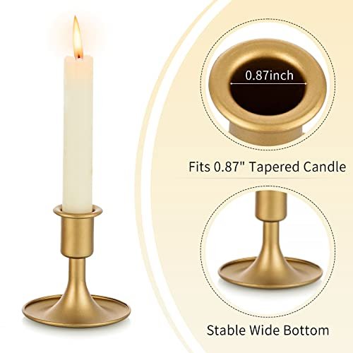 41BglgPQw7L._SL500_.jpg Set of 2 Romadedi Gold Candlestick Holders for Taper Candles – Perfect for Weddings, Christmas Decor, and Table Centerpieces. - Image 6