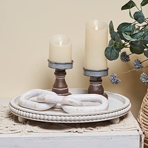 41D1zWarR-L._SL500_.jpg HPC Decor 12" Round White Distressed Wood Tray - Rustic Farmhouse Decorative Tray for Living Room, Kitchen, or Coffee Table. - Image 3