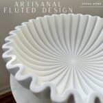 OAKOA Large White Scalloped Decorative Bowl for Home Decor - Ideal Coffee Table Centerpiece - Image 3