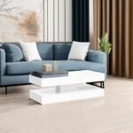 Uspeedy 47.3" High Gloss LED Coffee Table with APP Lights, Modern Black/White Design for Living Room - Image 6