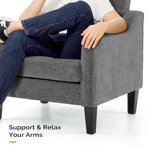 41E08e4zRL._SL500_.jpg VINGLI Mid-Century Modern Accent Chair - Soft Chenille Upholstered Arm Chair in Light Grey - Image 7