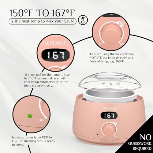 41E1aT6YO0L._SL500_.jpg KOTAMU Pink Wax Kit: Hot Wax Warmer for Hair Removal, Ideal for Face, Body & Sensitive Skin. - Image 3
