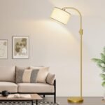 Upgraded Dimmable Gold Arc Floor Lamp with 1200 Lumens LED Bulb, Modern Linen Shade for Living Room, Bedroom, Office, and Nursery. - Image 6
