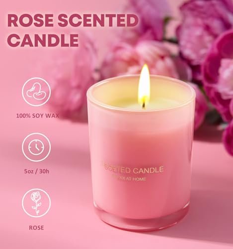 41GBbWbkc3L._SL500_.jpg Gifts for Women: Birthday, Mother's Day, Valentine's, Christmas Stocking Stuffers & Rose Candle Set. - Image 2