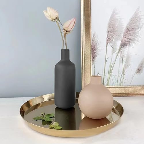 41KeJImghfL._SL500_.jpg Set of 3 Smiletag Ceramic Modern Farmhouse Vases – Neutral Accent for Table, Shelf, and Living Room Décor. - Image 3