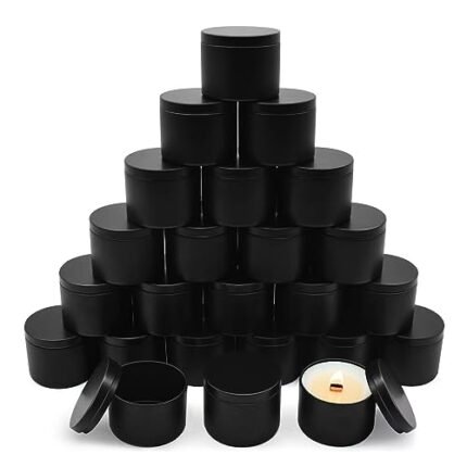 YJHSS Candle Tins 8 OZ, Set of 24 Premium Matte Full Black Candle Jars for Candle Making, 8oz Candle Tin with Lids for Candle Making, Bulk Empty Candle Containers for Small Business-Black
