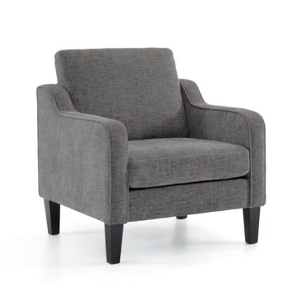 VINGLI Accent Chairs for Living Room Chairs Reading Chair Mid Century Modern Chair Soft Chenille Sofa Chair Upholstered Arm Chair Comfy Chair Side Chair (Light Grey Chenille)