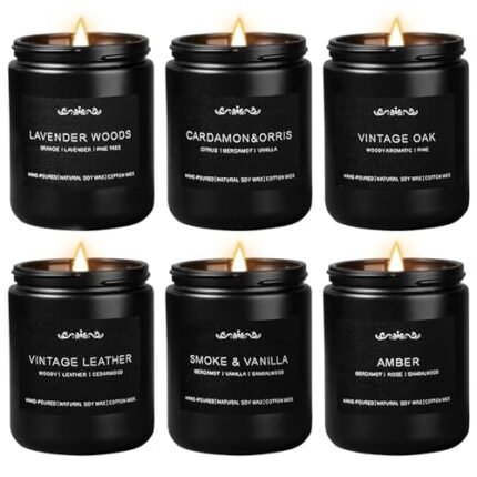 Scented Candles for Men, 6-Pack Candles for Home Scented, 42oz, 300 Hours Burning Time Long-Lasting Aroma — The Masculine Men Candle, Perfect for Boyfriend, Him, Father Aromatherapy Gift