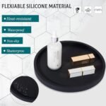 Round Black Silicone Bathroom Tray - 9 Inch Vanity Soap Holder & Kitchen Countertop Organizer - Image 4