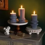 MTLEE 3-Piece Scented Ribbed Pillar Candles Set (Blue) - 4.7", 4.2", 3.2" Tall for Home, Weddings, and Christmas Decor - Image 6