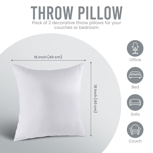 41MZhMo5EsL._SL500_.jpg Utopia Bedding Throw Pillow Inserts (Set of 2, White) - 16x16 Inch Decorative Indoor Pillows for Bed and Couch - Image 9