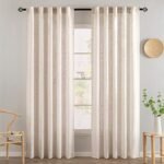 MIULEE 84-Inch Natural White Linen Curtains for Bedroom & Living Room, Soft Semi-Sheer Textured Drapes, 2 Panels - Image 2