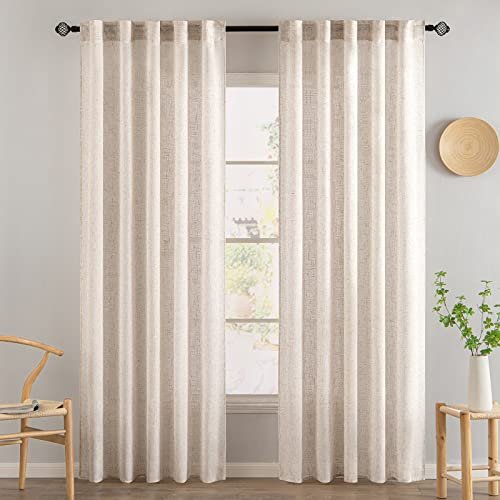 41MkBMgGxYL._SL500_.jpg MIULEE 84-Inch Natural White Linen Curtains for Bedroom & Living Room, Soft Semi-Sheer Textured Drapes, 2 Panels - Image 2