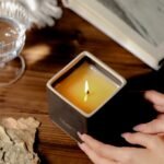 Shop Modern Rustic Ceramic Candle Jars: Non-Toxic Soy Candles with Dark Leather & Oud Scents for Home. - Image 4