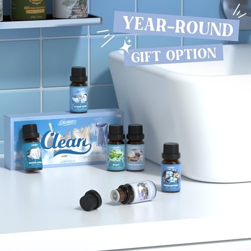 41R1Dc3UT6L._SL500_.jpg SALUBRITO Premium Clean Fragrance Oils Set for Diffusing, Candles, and Soap Making. Invigorating scents like Fresh Cotton, Mint, and Blossom Soap. - Image 7
