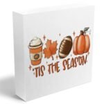 Rustic Wooden Box Sign - Fall & Autumn Decor for Home, Farmhouse & Thanksgiving - Living Room, Office, Desk & Counter Decor